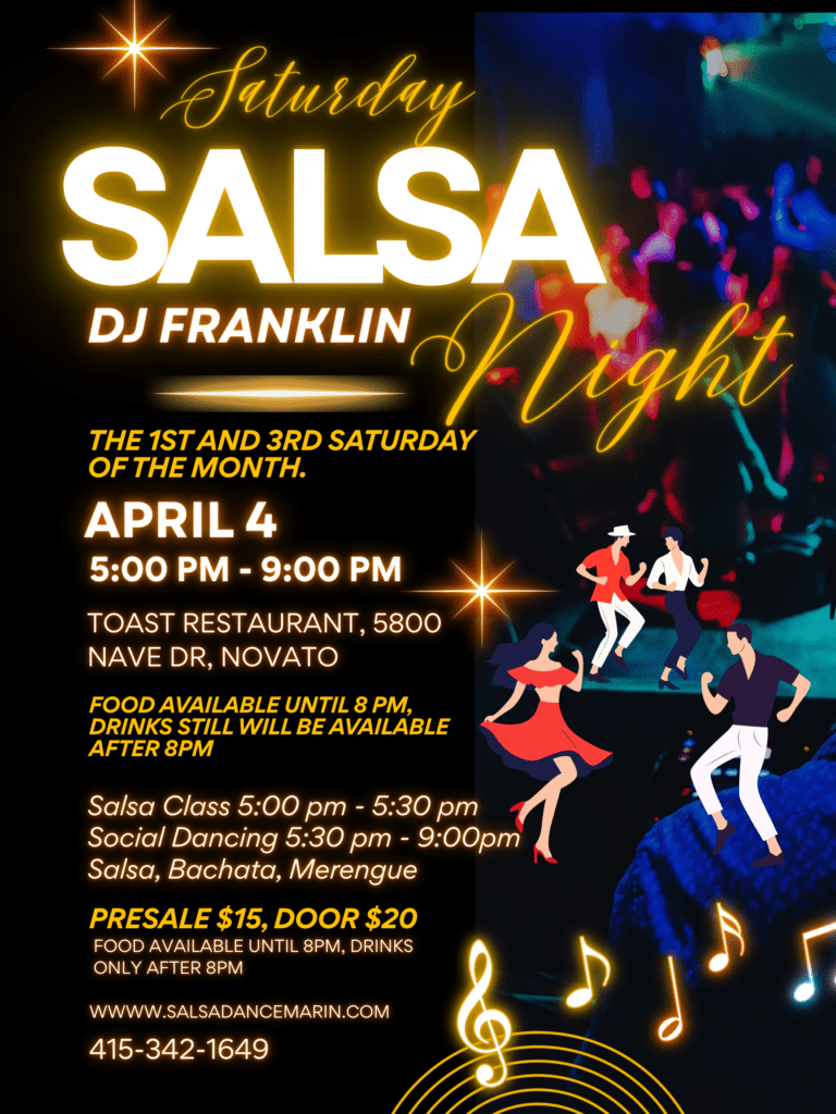 Join us Saturday April 4th at Toast for an unforgettable Salsa Night! Come dance the evening away, enjoy delicious food, and soak up the vibrant atmosphere. Bring your friends and let’s make it a night to remember.